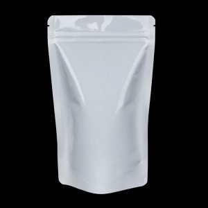 150g-A- White Shiny Stand Up Pouch - 130mm(W) x 225mm(H) + 70mm(G)